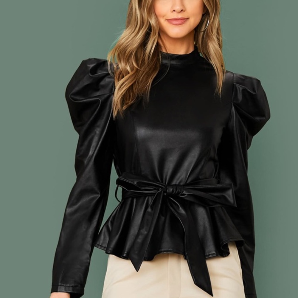 Leather Peplum Top